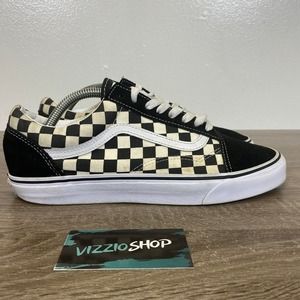 Vans - Low Old Skool Checkered Black White Skate Shoes -  Mens 10 - 507698